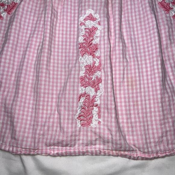 J. Marie Top Womens Size S Pink Gingham Floral Embroidered Sleeveless Tank READ - Picture 4 of 14